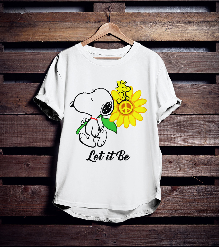 Let It Be Snoopy Woodstock Sunflower Peace T-Shirt