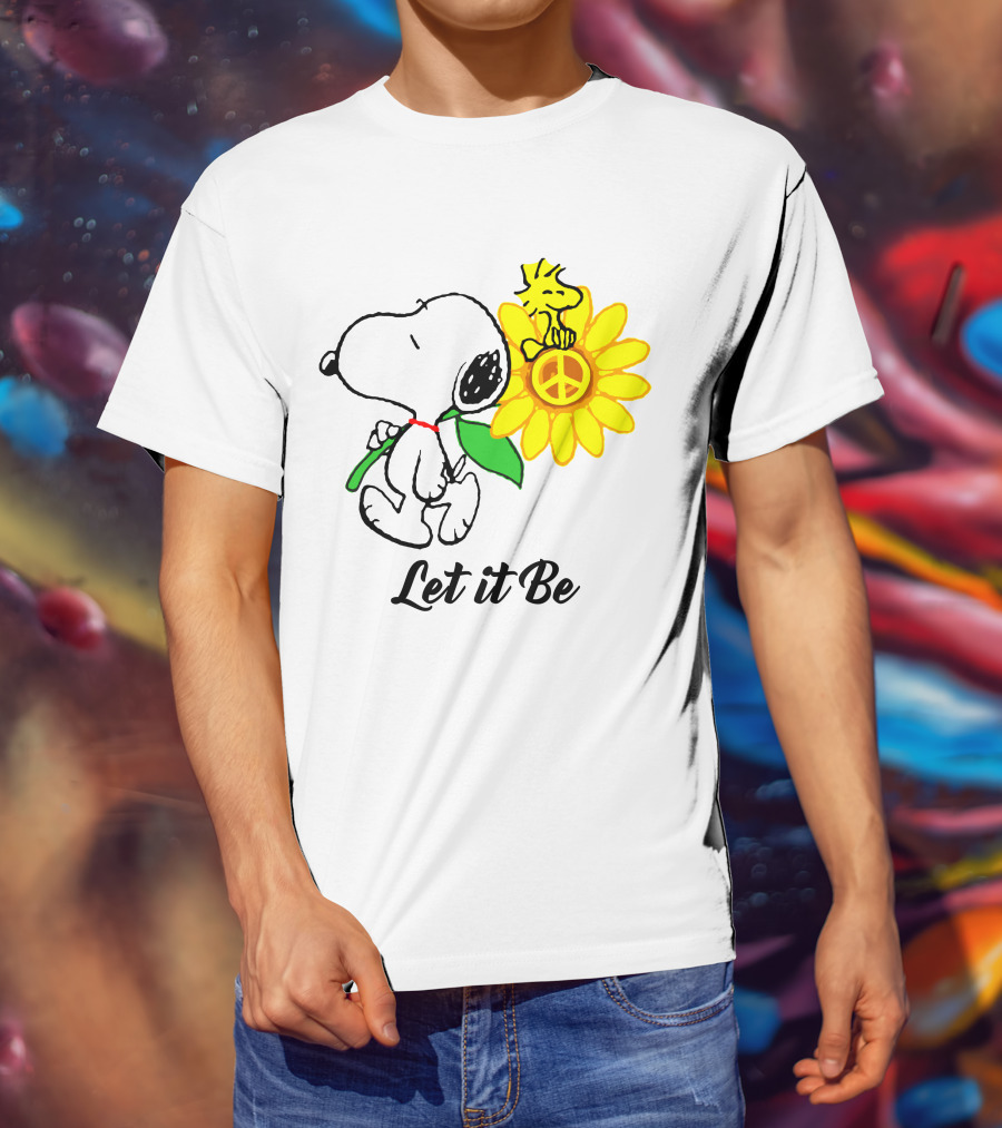 Let It Be Snoopy Woodstock Sunflower Peace T-Shirt