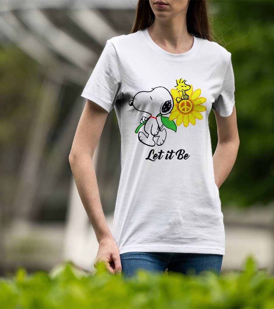 Let It Be Snoopy Woodstock Sunflower Peace T-Shirt
