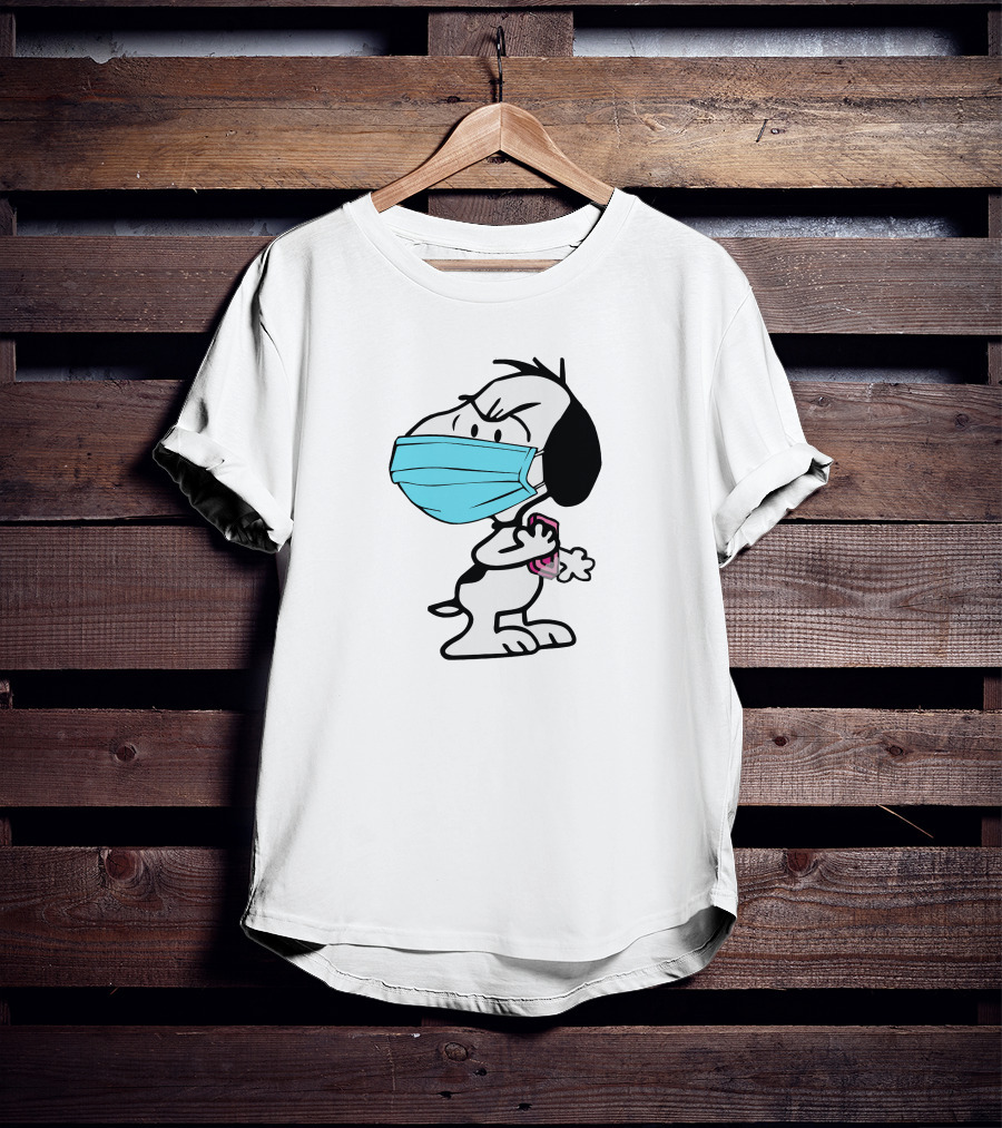 Snoopy Wearing Mask Washing Hands Hygiene Reminder T-Shirt