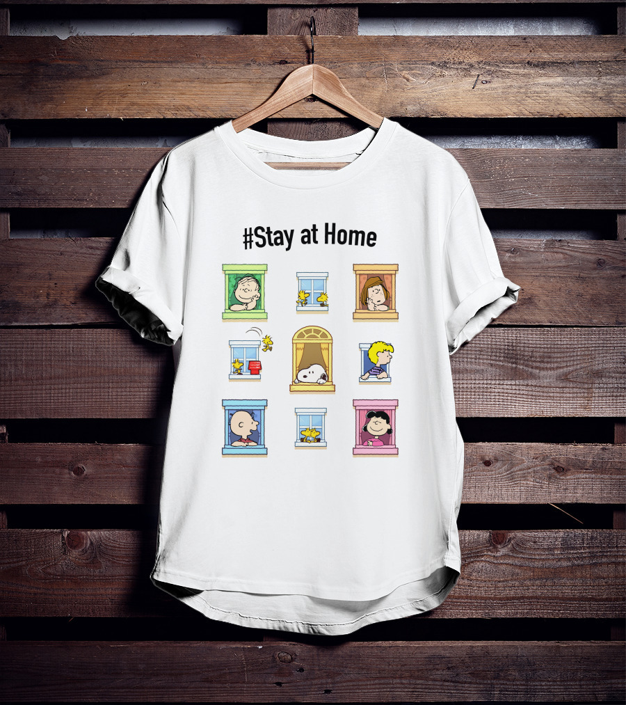 Stay At Home Peanuts Characters In Windows ​​ T-Shirt
