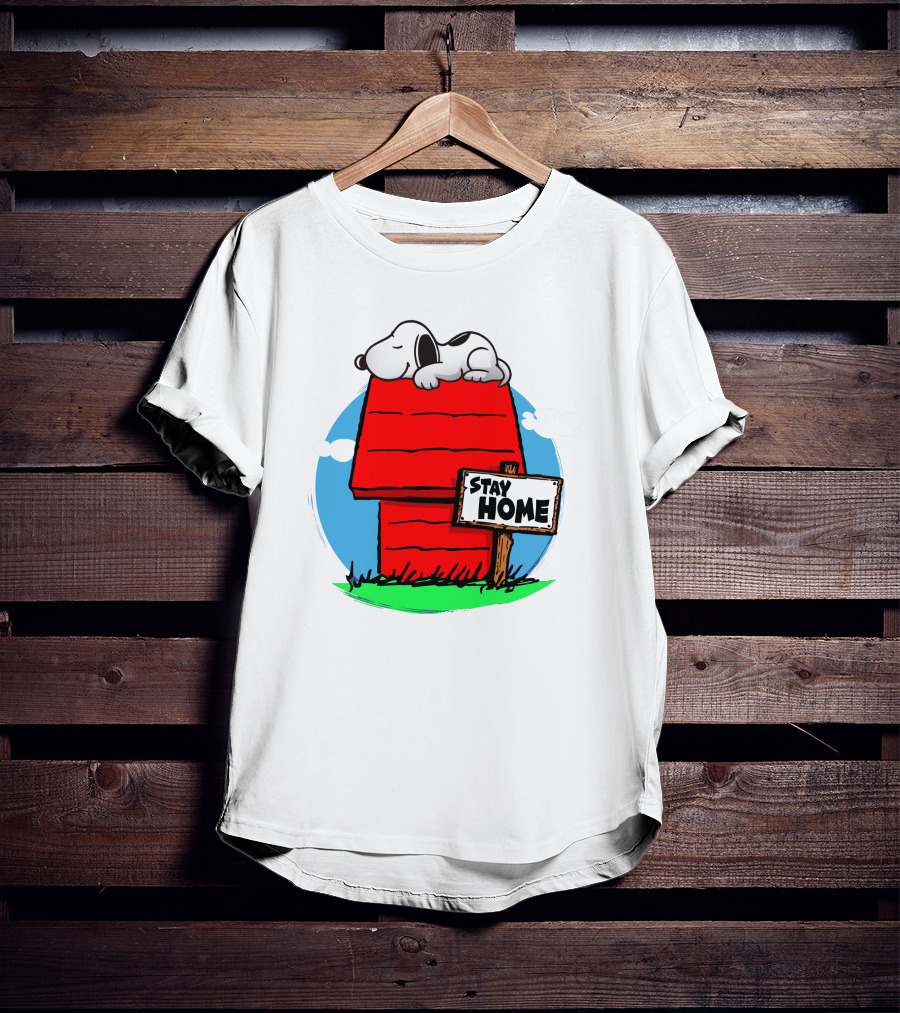 Stay Home Snoopy Doghouse Relaxation T-Shirt