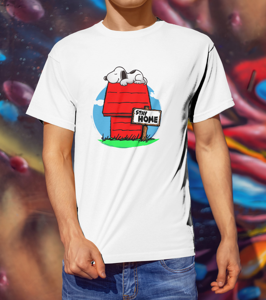 Stay Home Snoopy Doghouse Relaxation T-Shirt