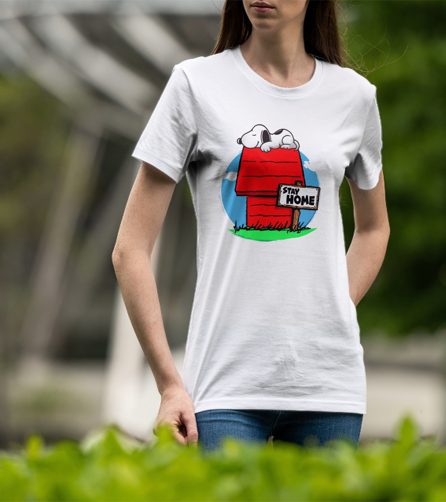 Stay Home Snoopy Doghouse Relaxation T-Shirt