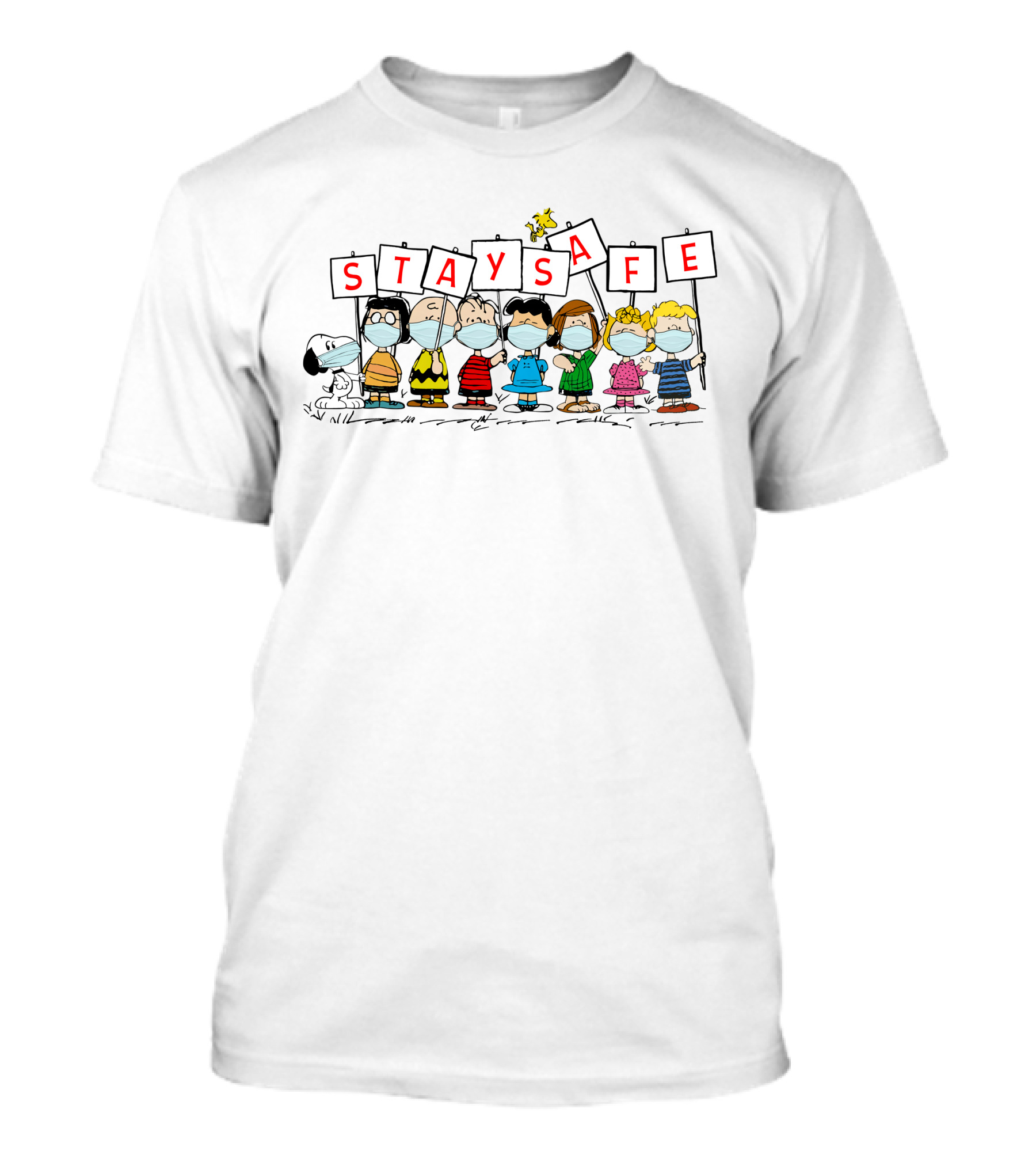 Stay Safe Peanuts Characters With Masks T-Shirt