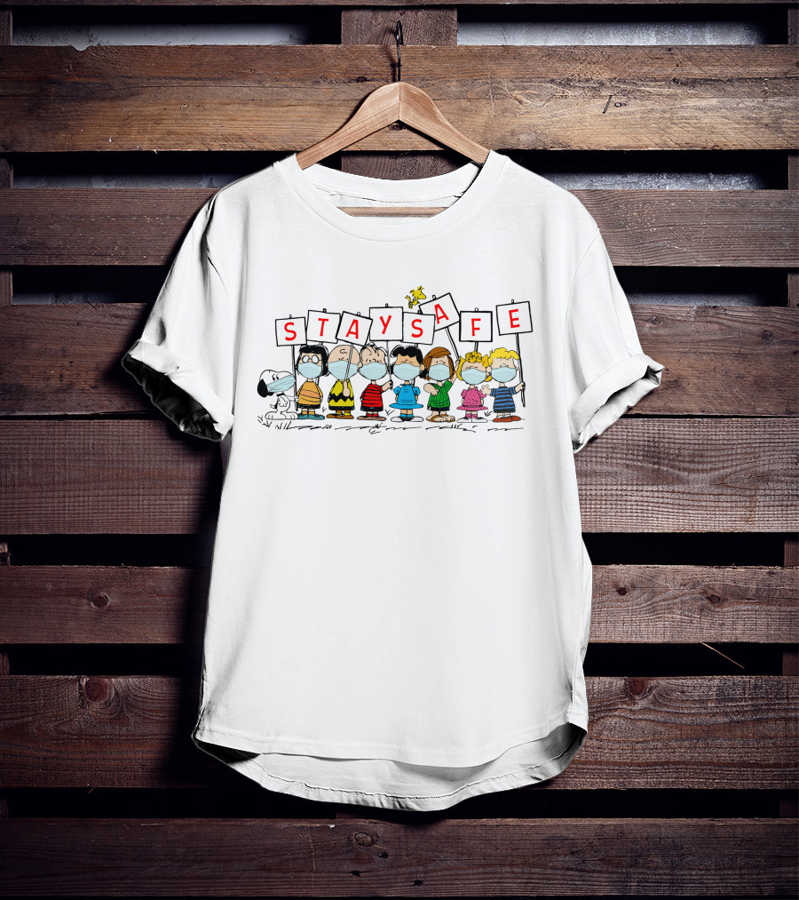 Stay Safe Peanuts Characters With Masks T-Shirt