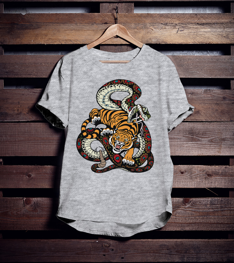Tiger And Snake Fierce Battle T-Shirt