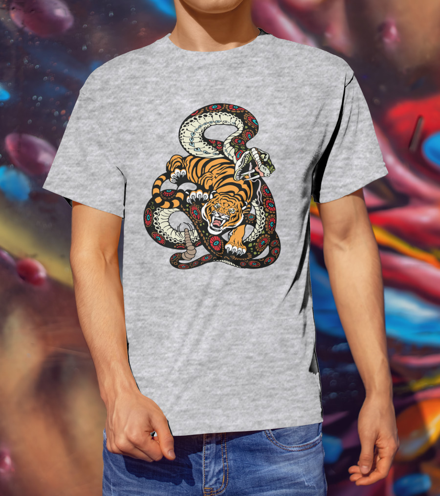 Tiger And Snake Fierce Battle T-Shirt