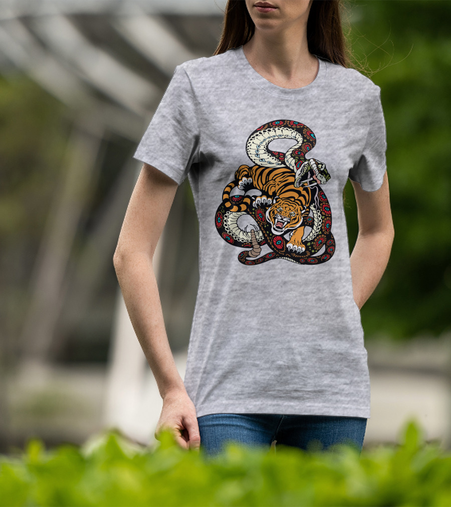 Tiger And Snake Fierce Battle T-Shirt