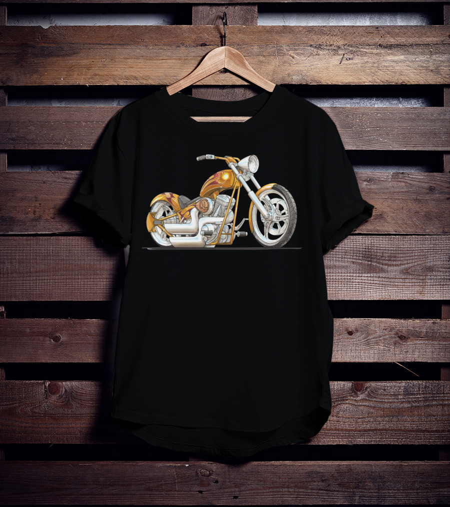 Best Motorcycle Custom Chopper Fiery Chrome T-Shirt