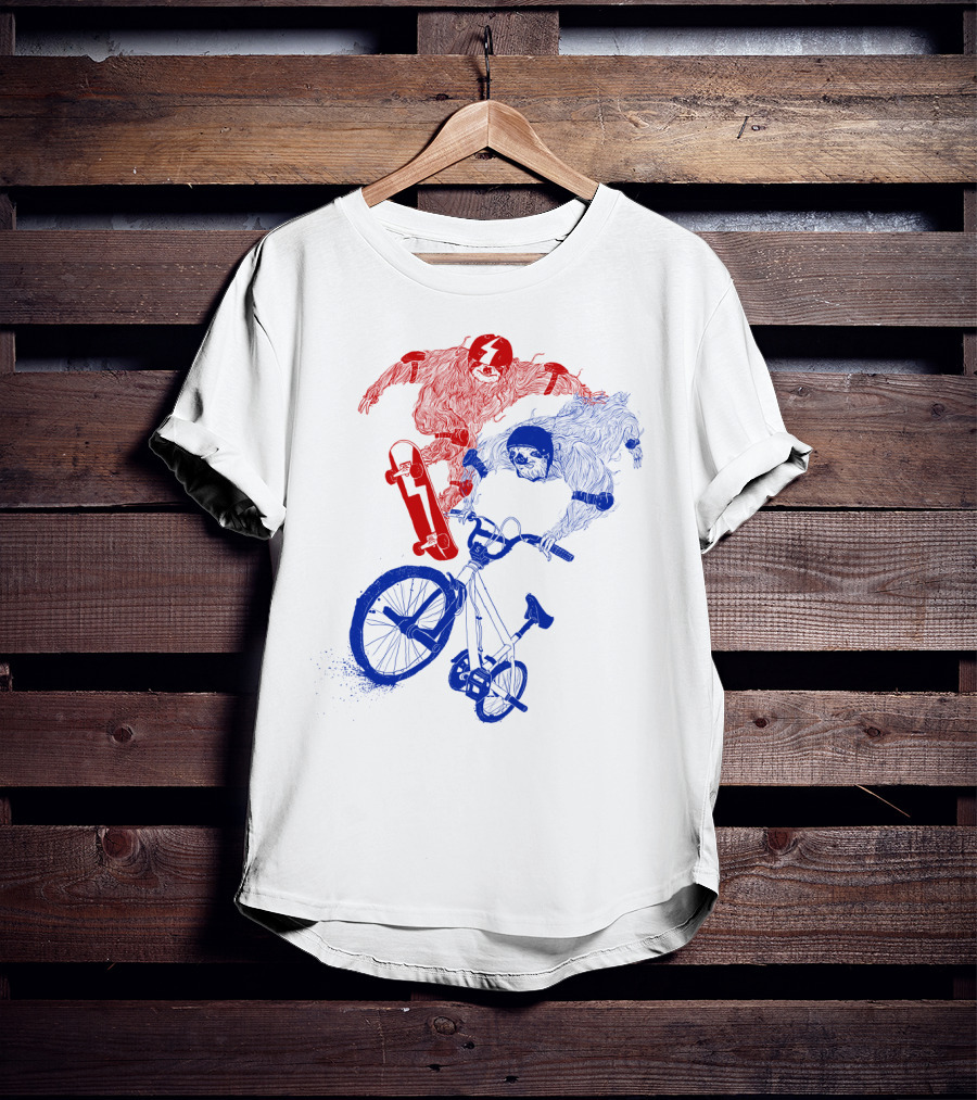 Sloth Air Extreme Skateboarding And BMX Action T-Shirt