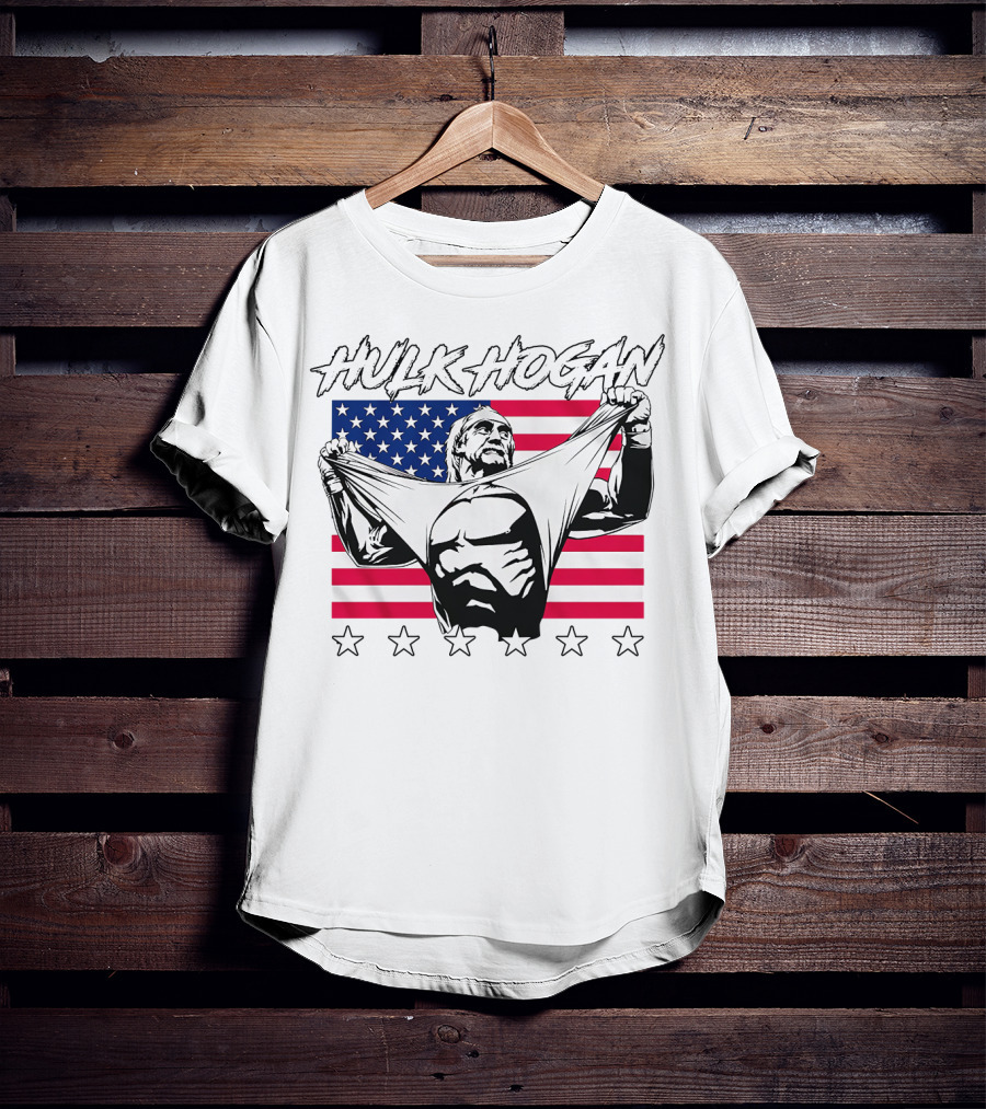 Hulk Hogan American Flag Stars Iconic Pose T-Shirt