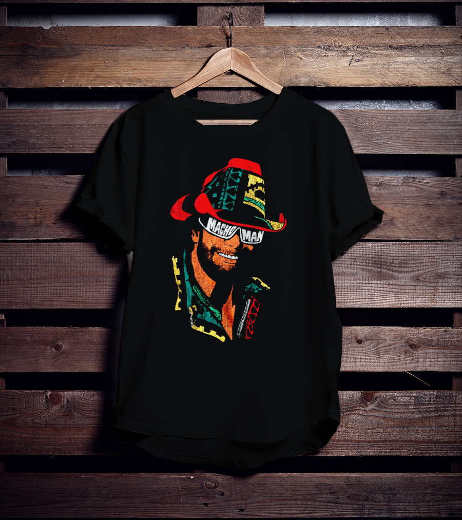 Macho Man Retro Style Cowboy Hat And Sunglasses T-Shirt