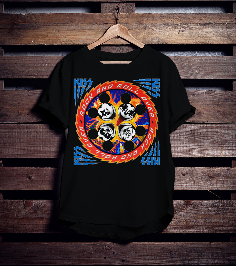 KISS Rock And Roll Over Mickey Mouse Faces T-Shirt