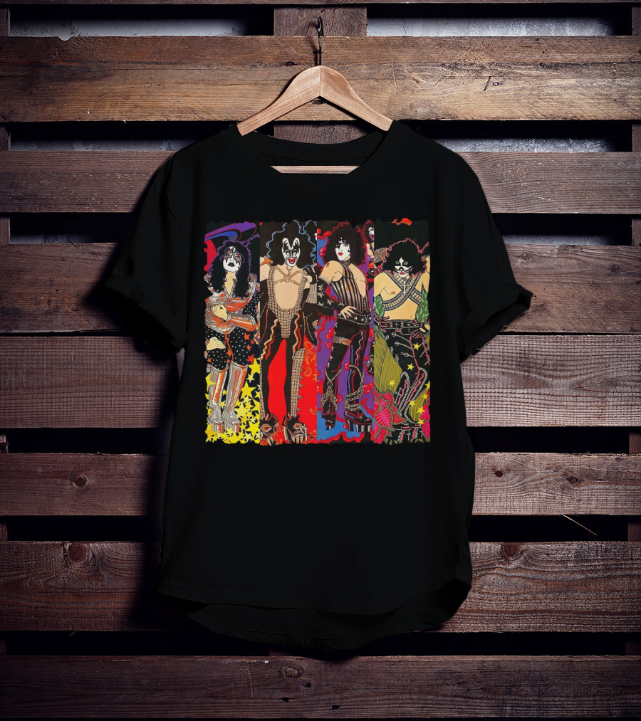 ISS2 KISS Band Cartoon Style Characters T-Shirt