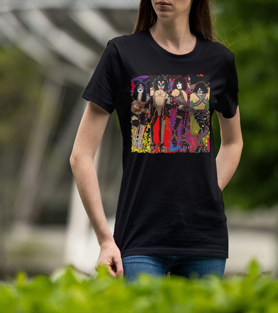 ISS2 KISS Band Cartoon Style Characters T-Shirt