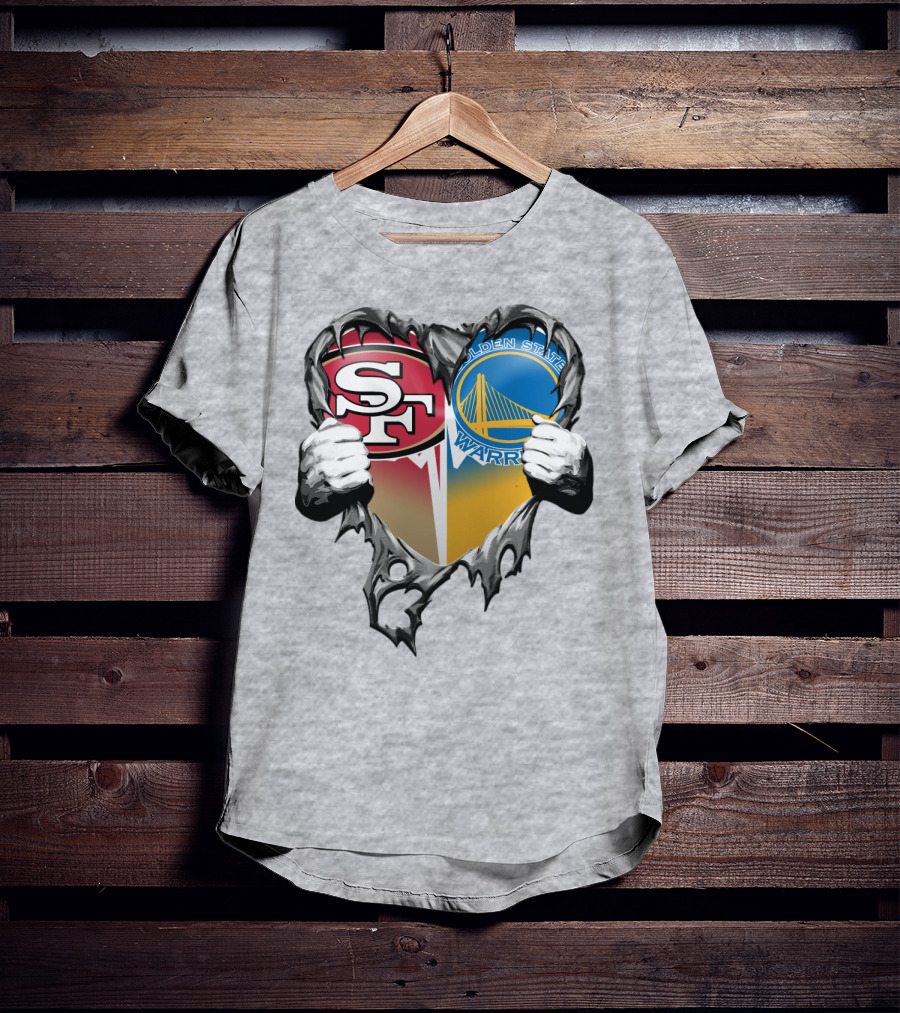 Sf 49ers Golden State Warriors Heart Logo Mashup T-Shirt