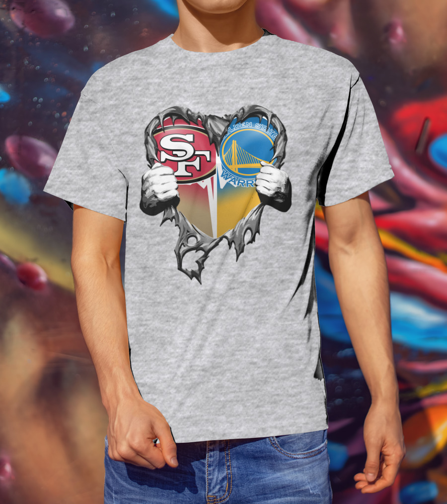 Sf 49ers Golden State Warriors Heart Logo Mashup T-Shirt