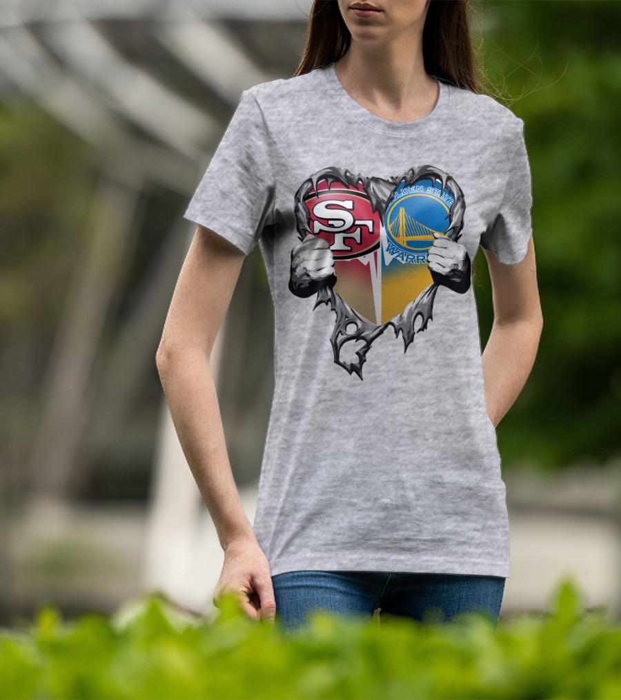 Sf 49ers Golden State Warriors Heart Logo Mashup T-Shirt