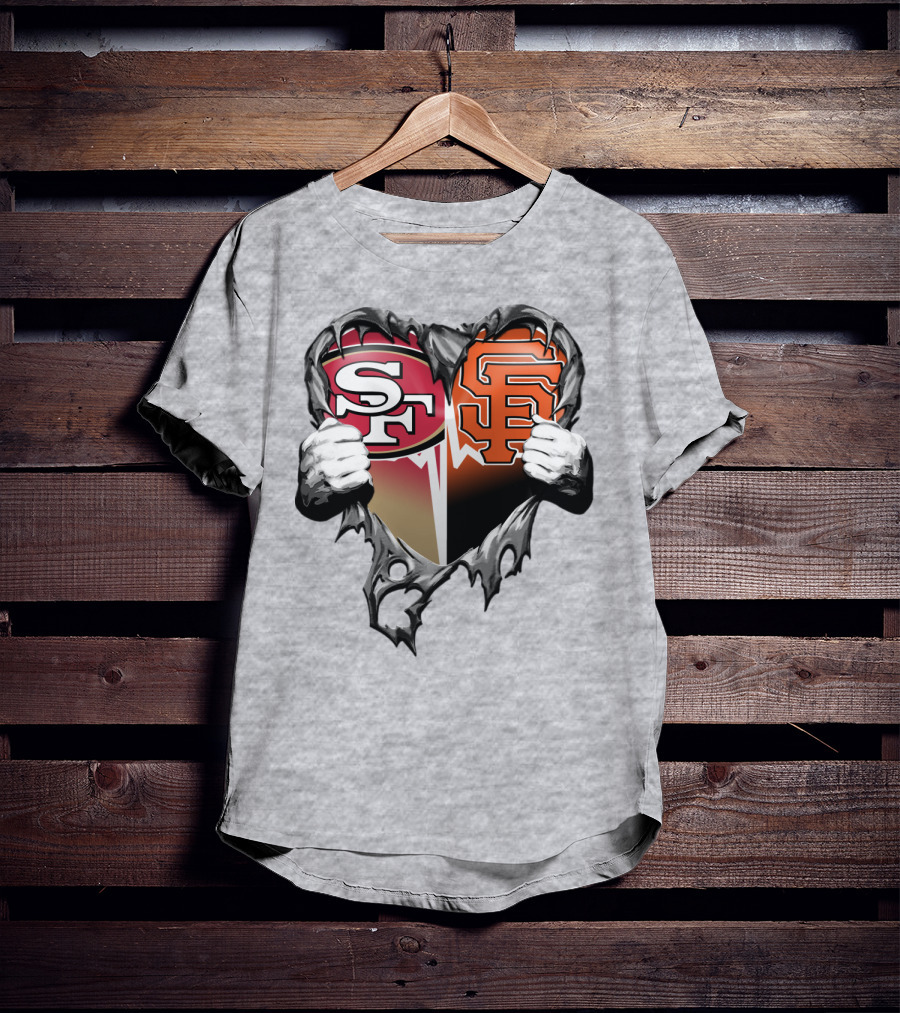 Sf Giants Sf 49ers Split Heart T-Shirt