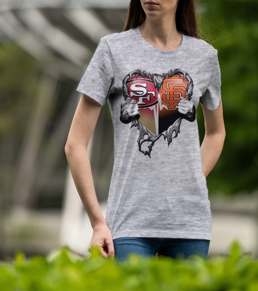 Sf Giants Sf 49ers Split Heart T-Shirt
