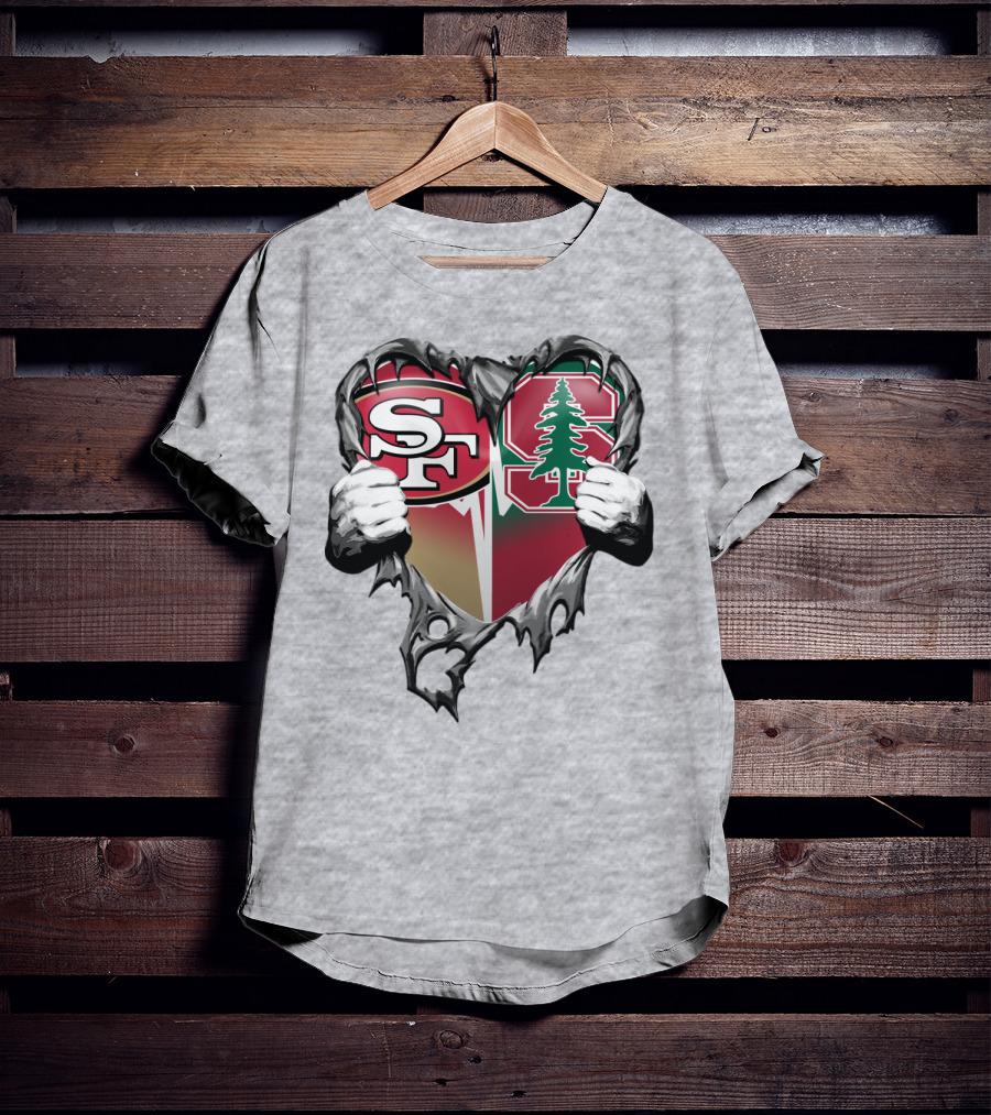 San Francisco 49ers And Stanford Cardinal Heart T-Shirt