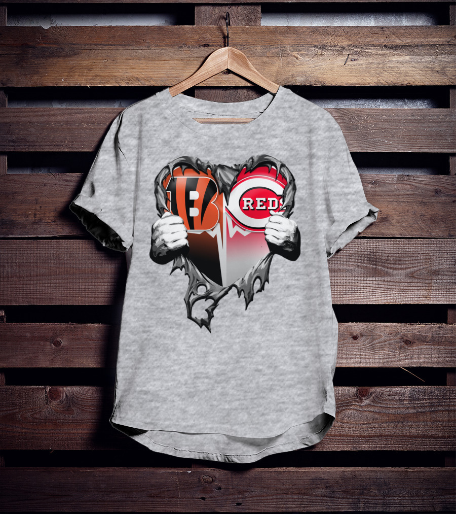 Cincinnati Bengals And Reds Heart T-Shirt