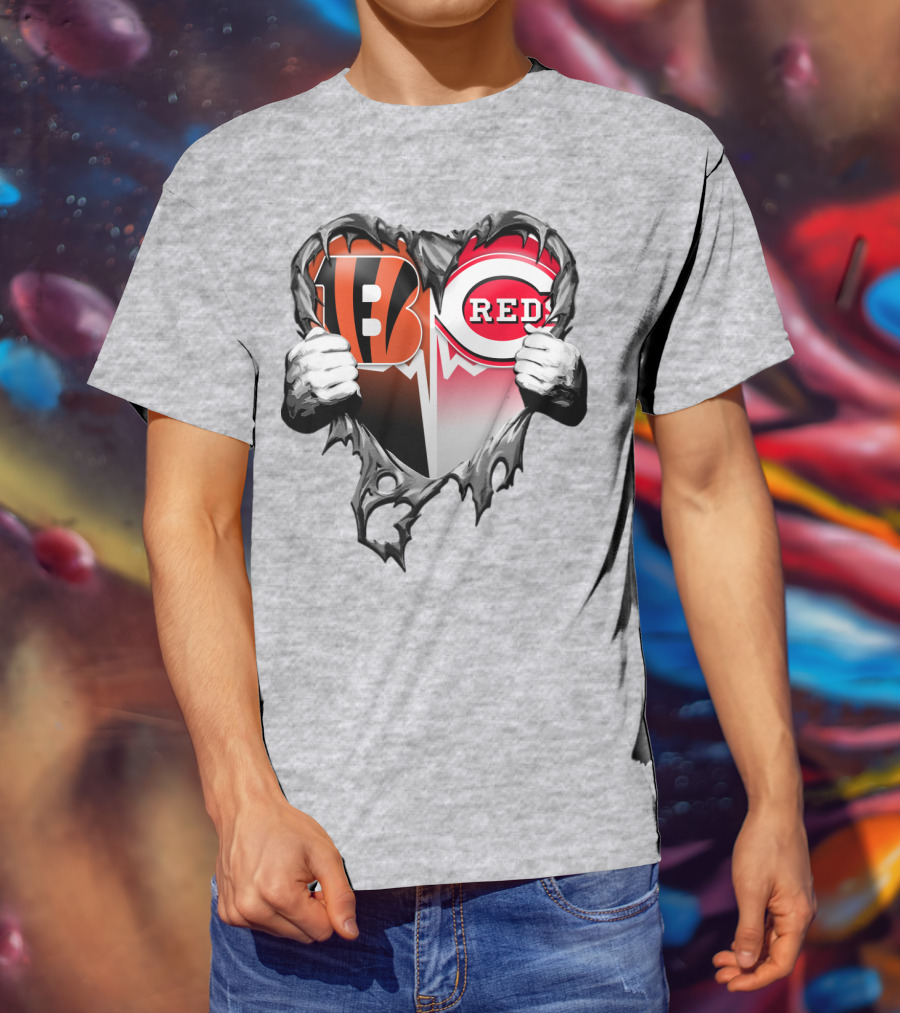 Cincinnati Bengals And Reds Heart T-Shirt