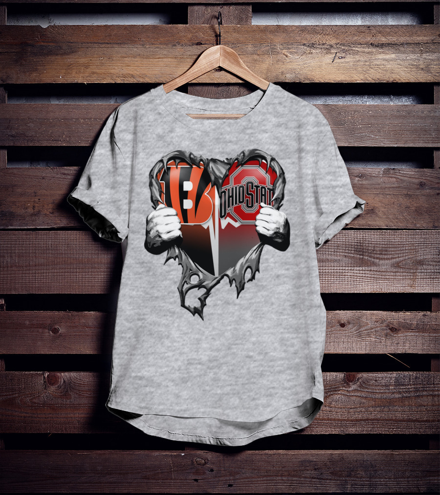 Bengals Ohio State Heart Rip Through T-Shirt