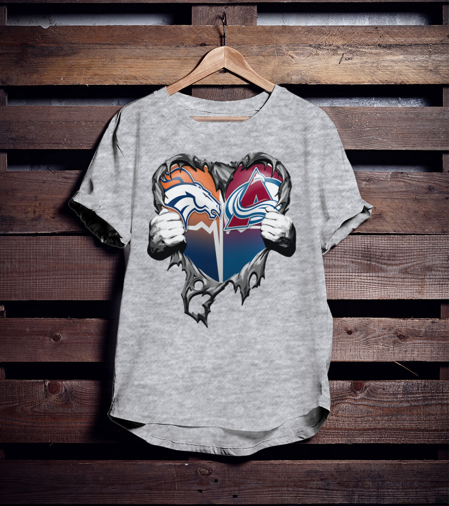 Broncos Avalanche Rip Heart T-Shirt