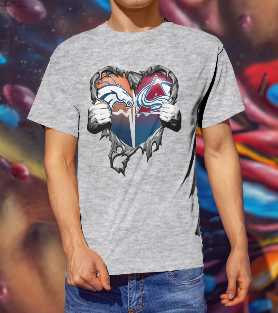 Broncos Avalanche Rip Heart T-Shirt