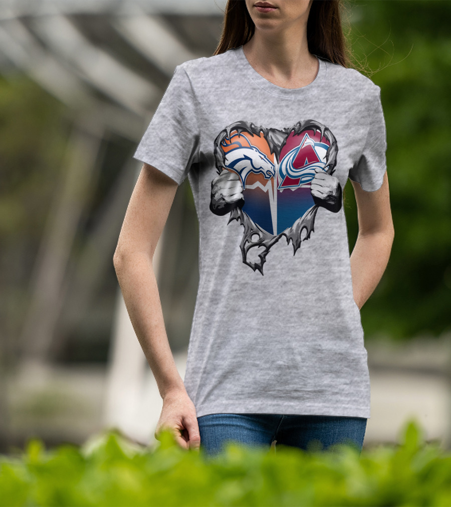 Broncos Avalanche Rip Heart T-Shirt