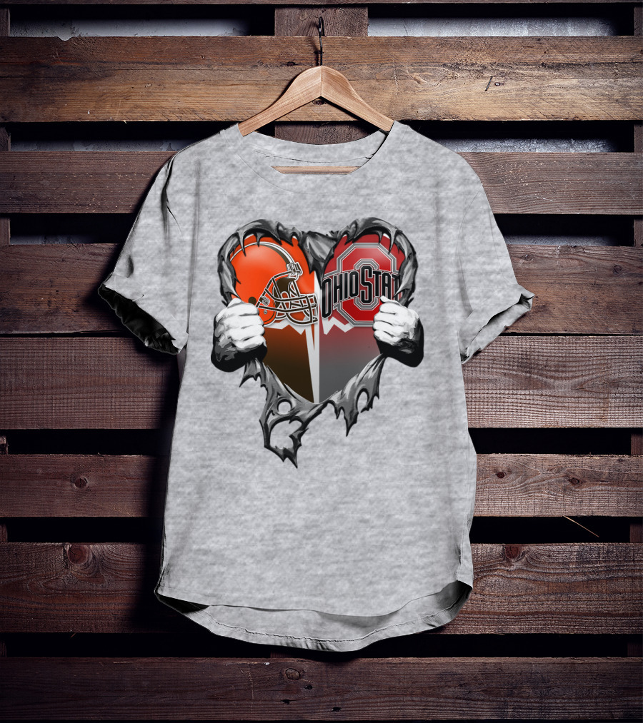 Cleveland Browns Ohio State Buckeyes Heart T-Shirt