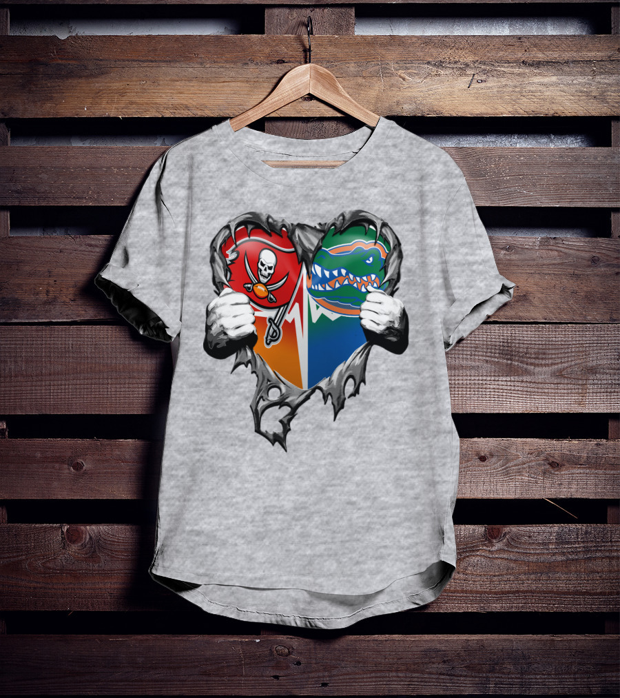 Tampa Bay Buccaneers Florida Gators Torn Heart T-Shirt