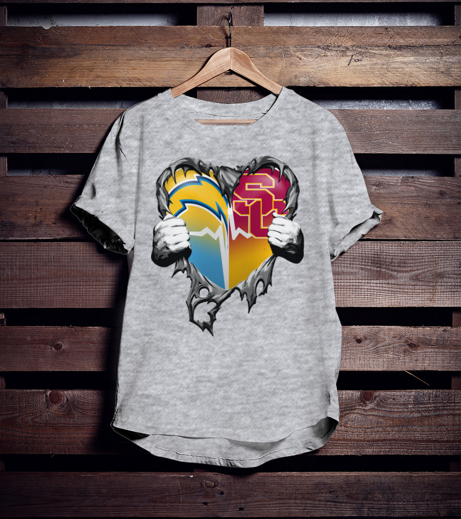 Chargers Usc Heart Logo Split T-Shirt