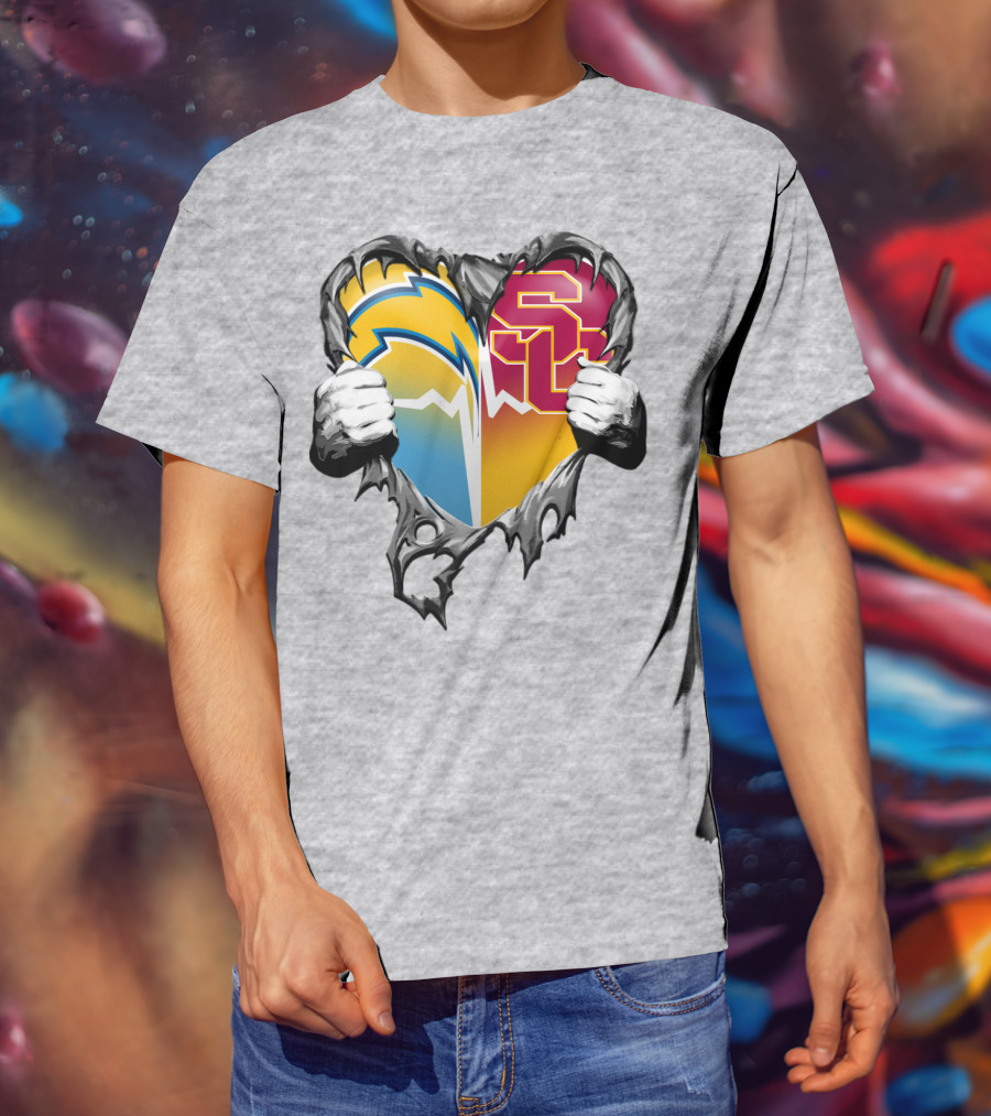 Chargers Usc Heart Logo Split T-Shirt