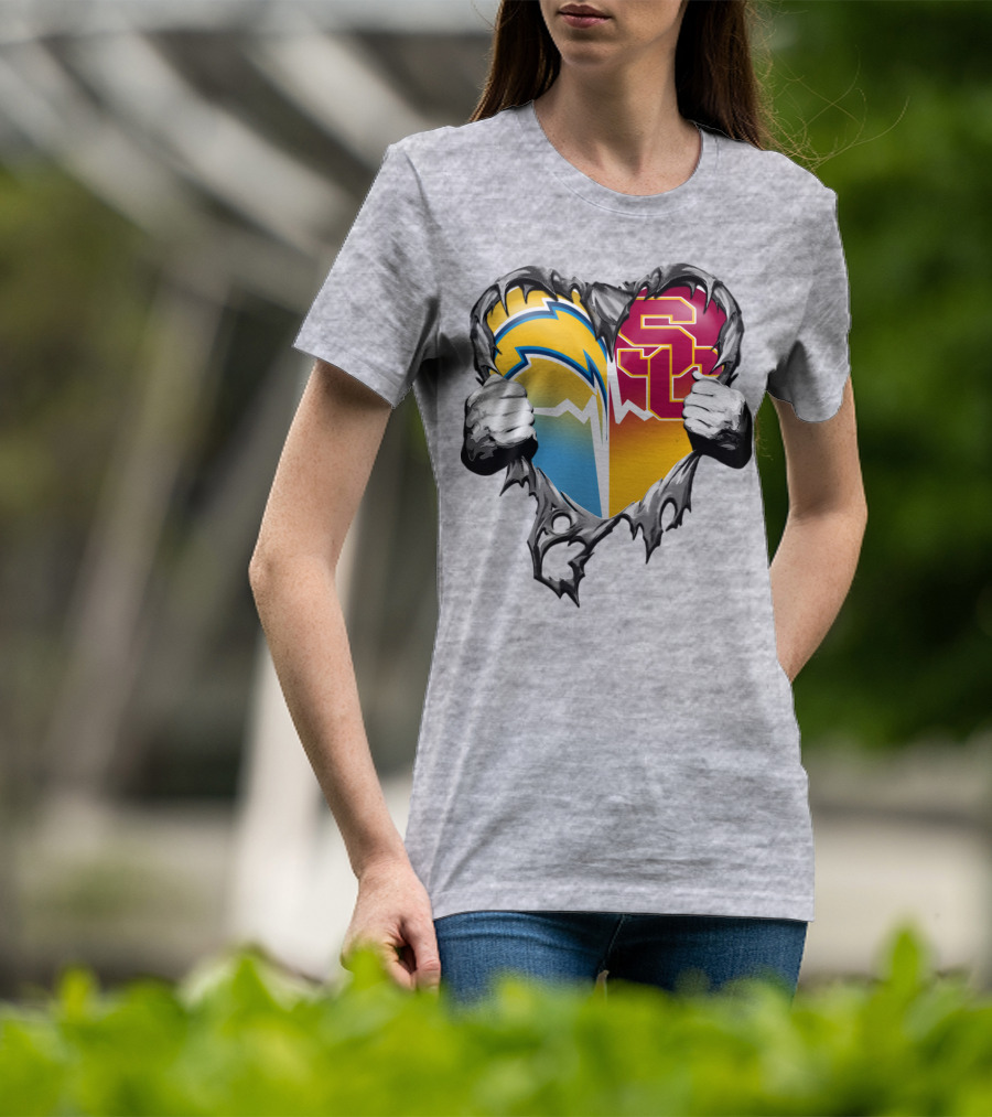 Chargers Usc Heart Logo Split T-Shirt