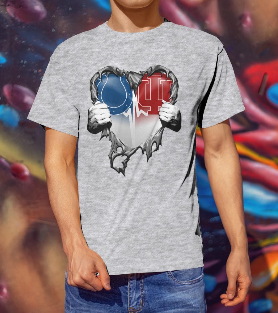 Colts Indiana Hoosiers Heart Torn Open T-Shirt
