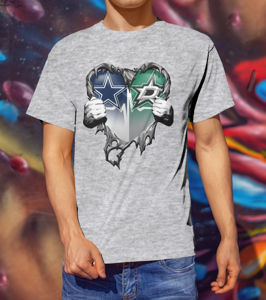Dallas Cowboys Star Dallas Stars Logo Heart Hands Xatt044 T-Shirt