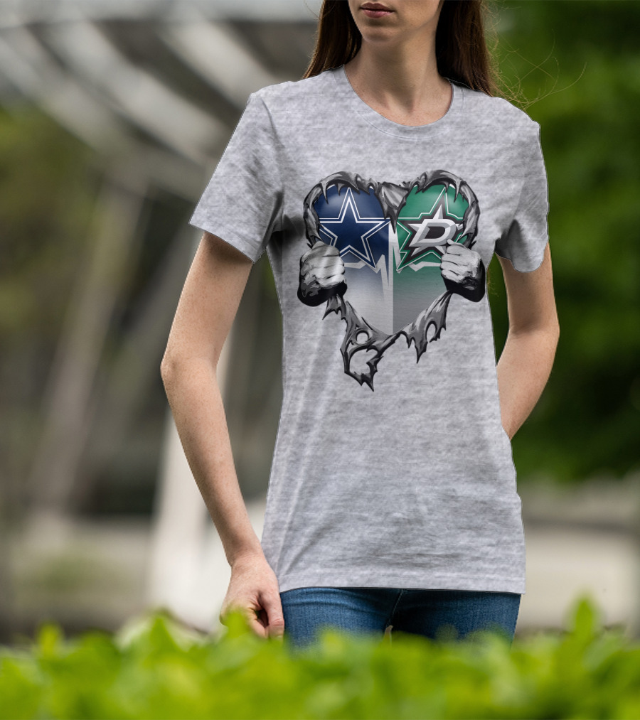 Dallas Cowboys Star Dallas Stars Logo Heart Hands Xatt044 T-Shirt
