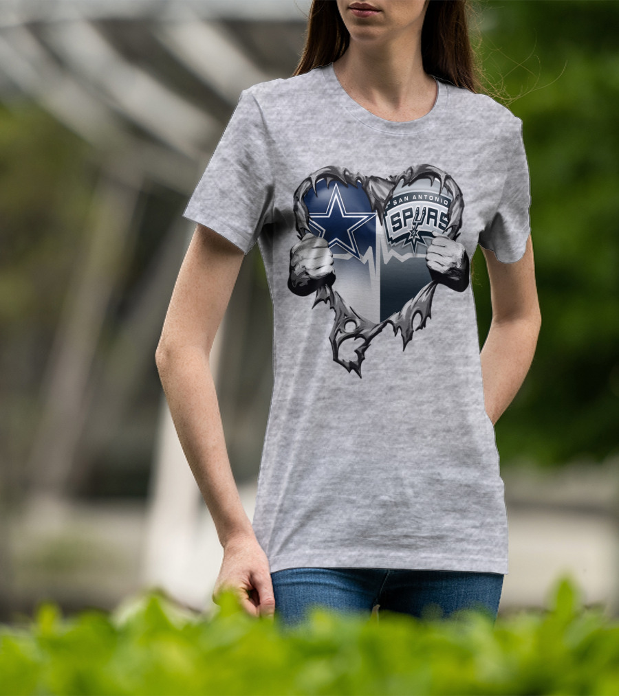 Dallas Cowboys San Antonio Spurs Heart T-Shirt