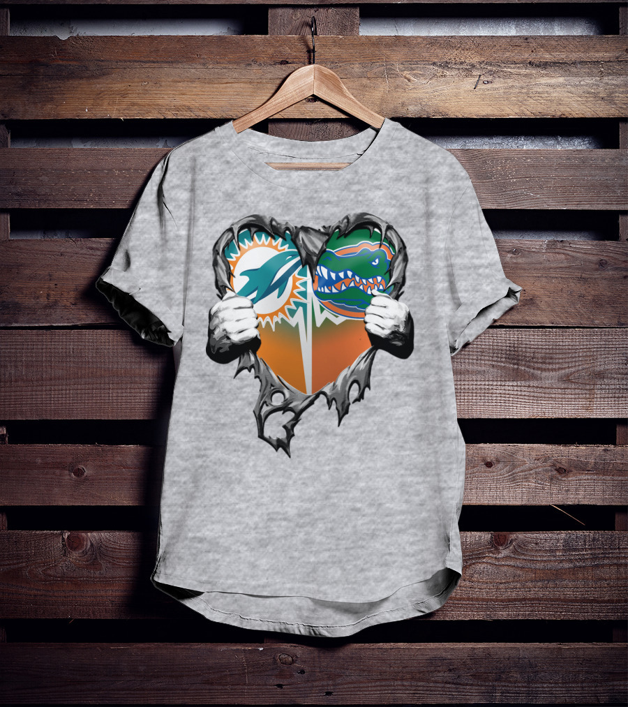 Miami Dolphins Florida Gators Heart Design Xatt048 T-Shirt