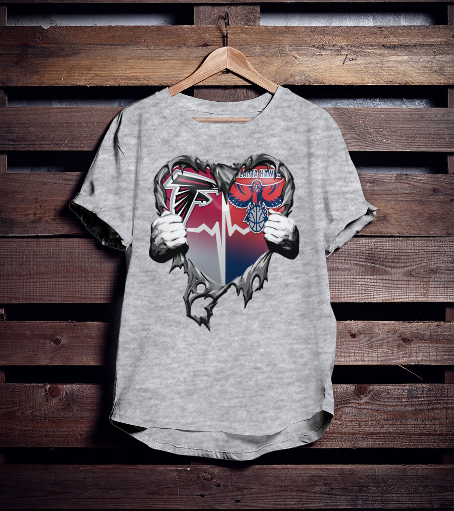 Atlanta Falcons Atlanta Hawks Heartbeat Rip Effect T-Shirt