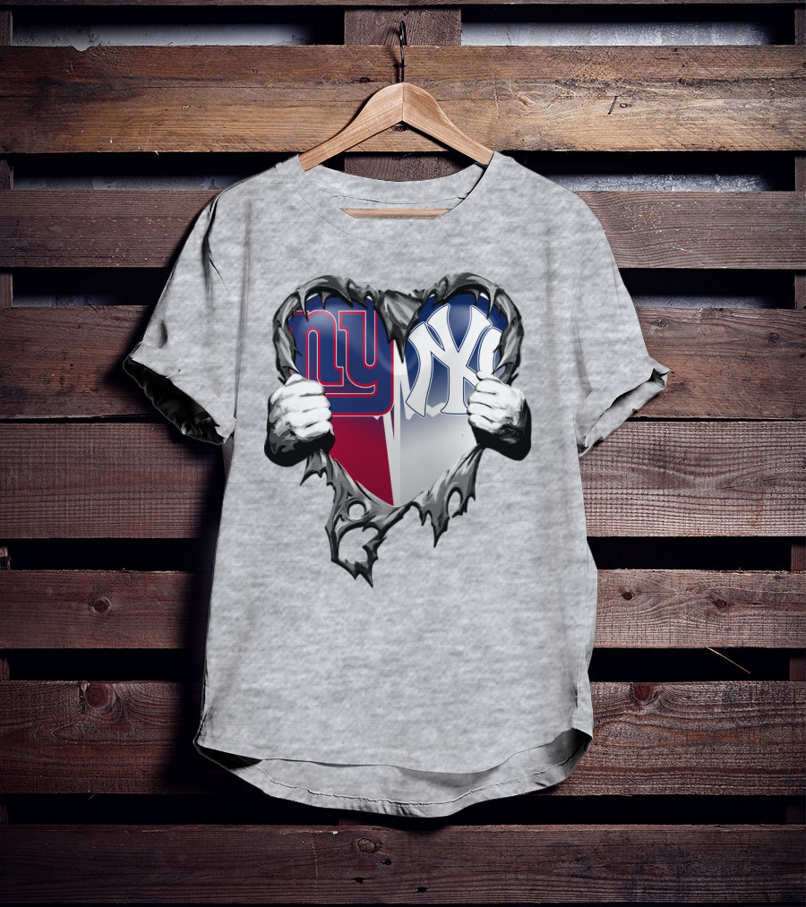 New York Giants Ny Yankees Heart T-Shirt