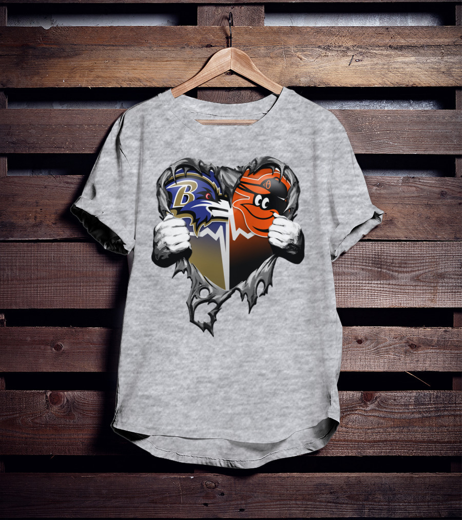 Baltimore Ravens Orioles Heart T-Shirt