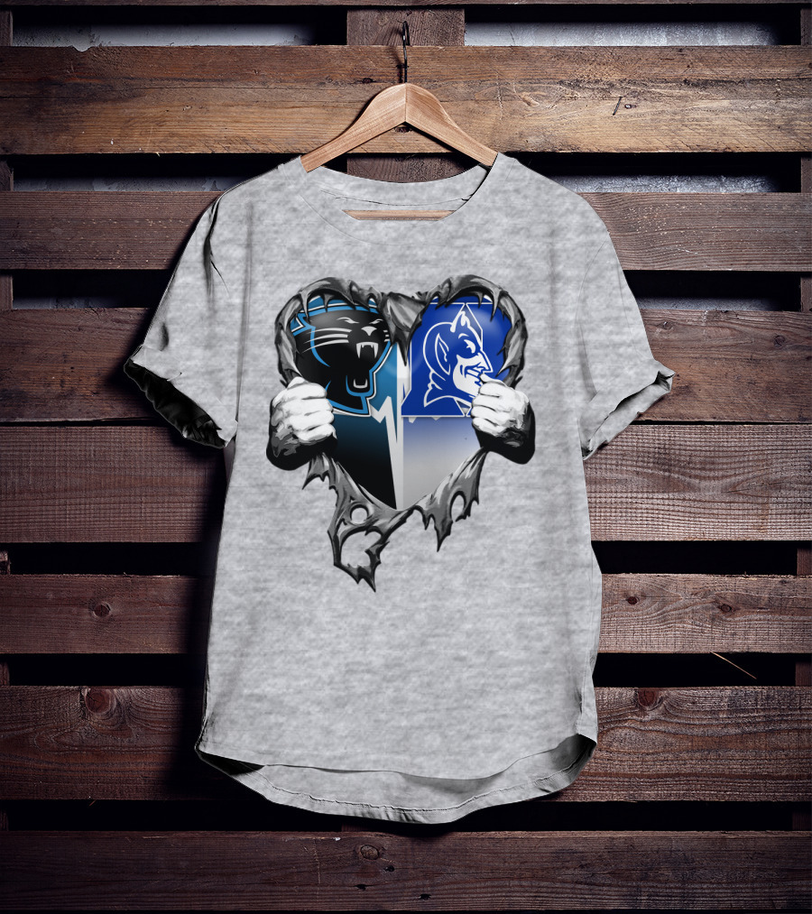 Carolina Panthers Duke Blue Devils Heart T-Shirt