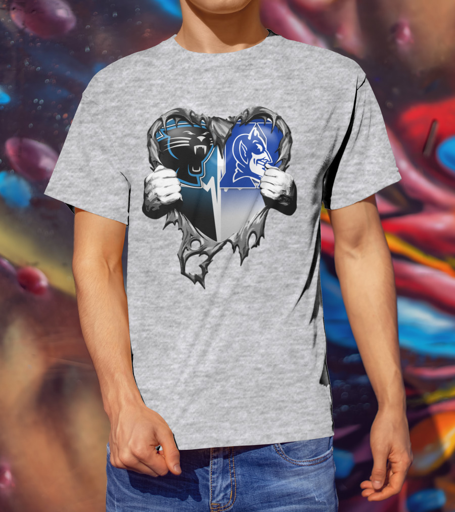 Carolina Panthers Duke Blue Devils Heart T-Shirt