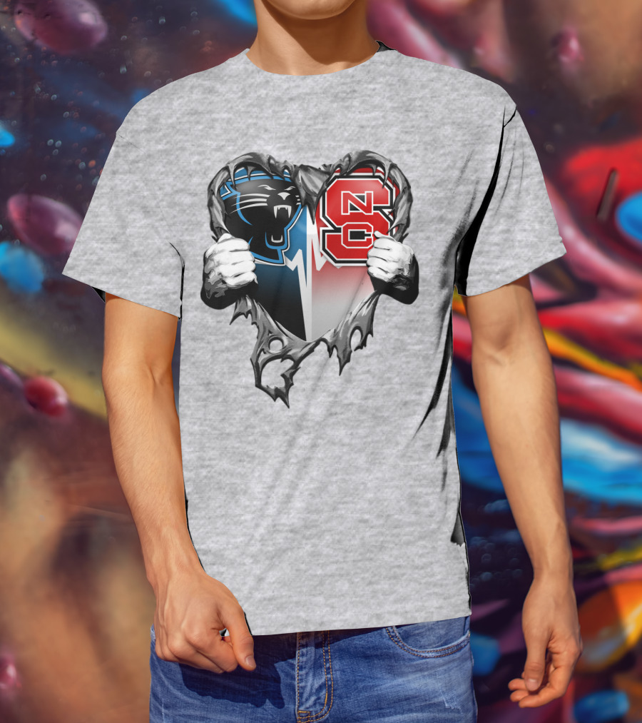 Carolina Panthers Nc State Heart T-Shirt