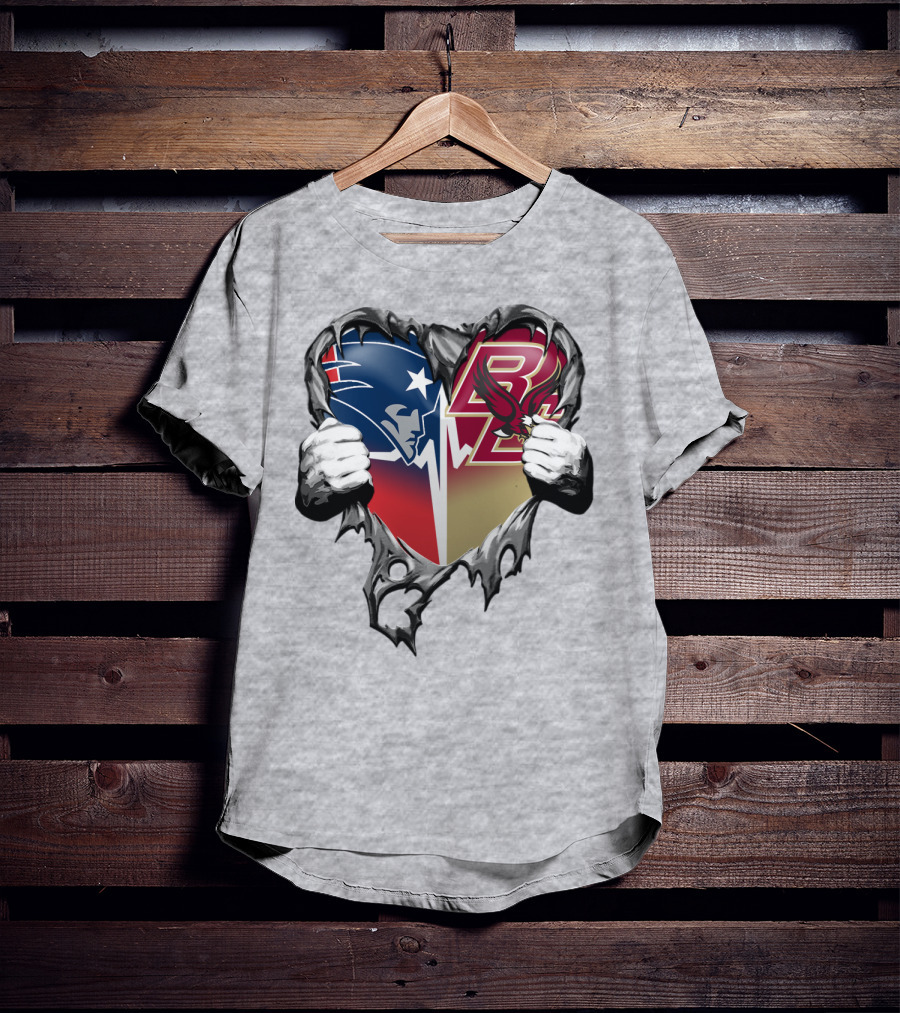 New England Patriots Boston College Eagles Heart T-Shirt