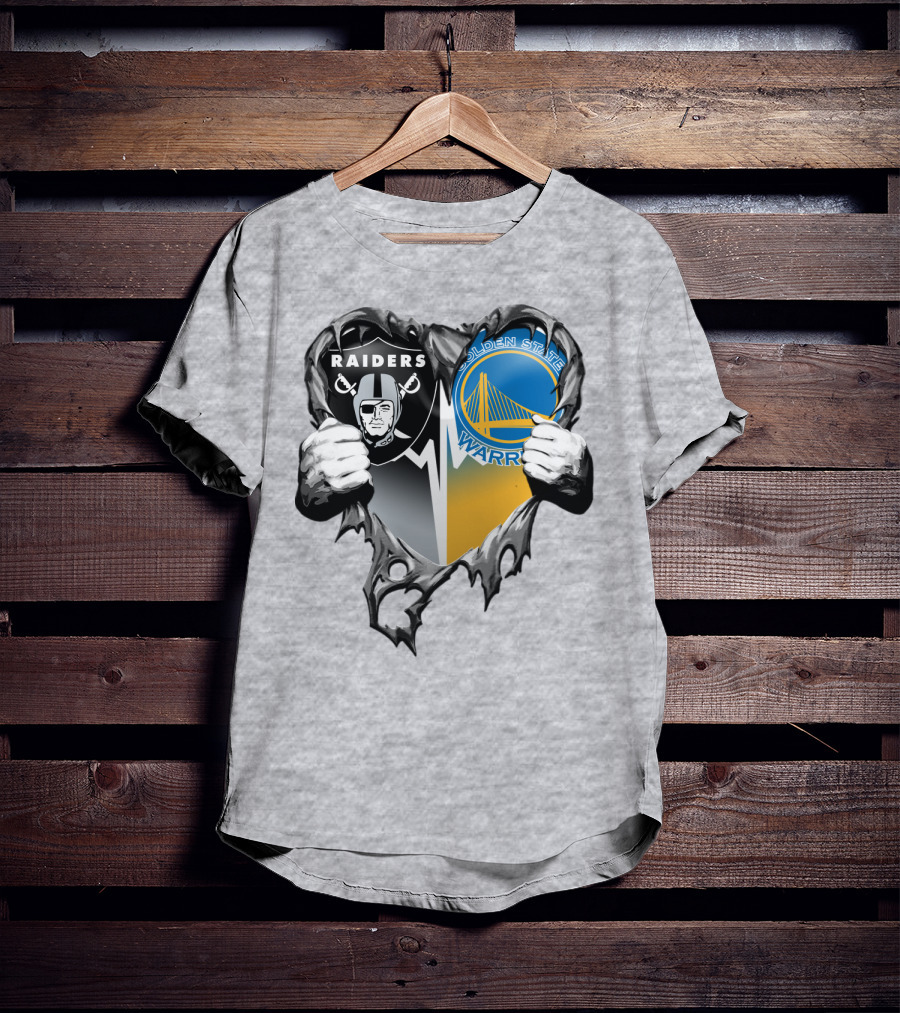Raiders Golden State Warriors Heart Logo Xatt094 T-Shirt